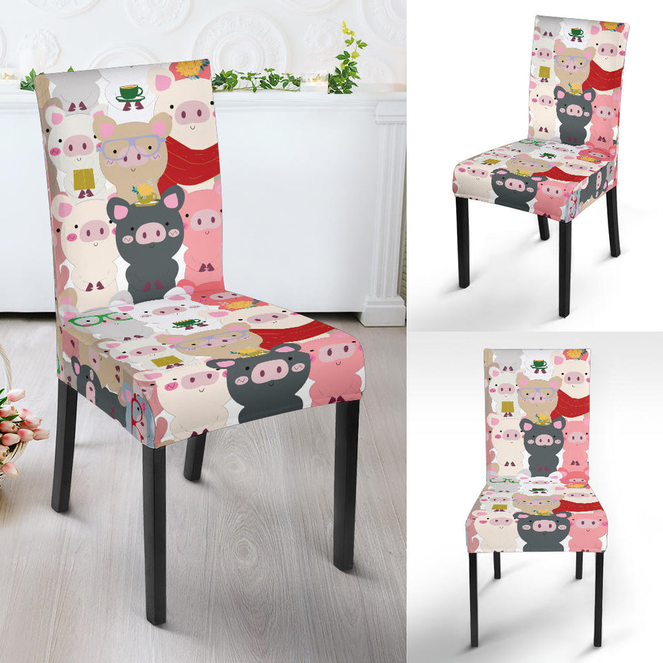 Pig Pattern Print Design 02 Dining Chair Slipcover