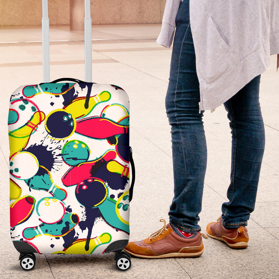 Watercolor Bowling Ball Pins Luggage Covers
