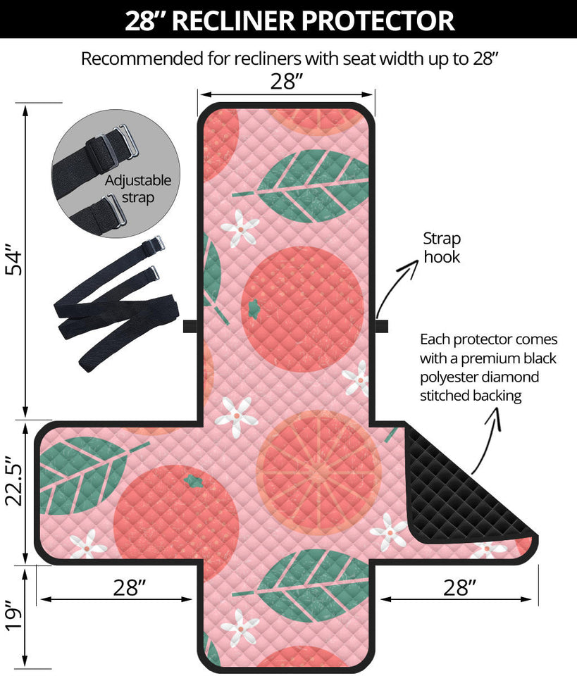 Grapefruit leaves flower pink background Recliner Cover Protector