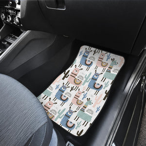 Lama Alpaca Cactus Hand Drawn Pattern Front Car Mats