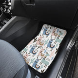 Lama Alpaca Cactus Hand Drawn Pattern Front Car Mats