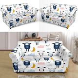 Cute Sleeping Sheep Moon Cloud Pattern Loveseat Couch Slipcover