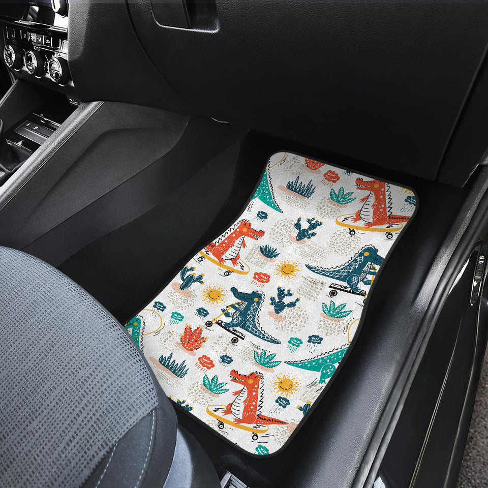 Cute Crocodile Pattern Front And Back Car Mats