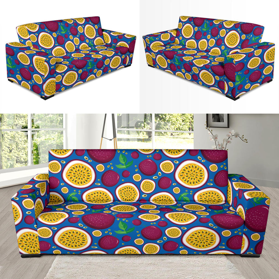 Passion Fruit Blue Background Sofa Slipcover