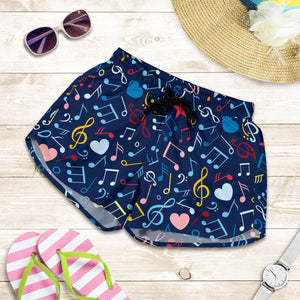 Music Notes Pattern Print Design 03 Women Shorts