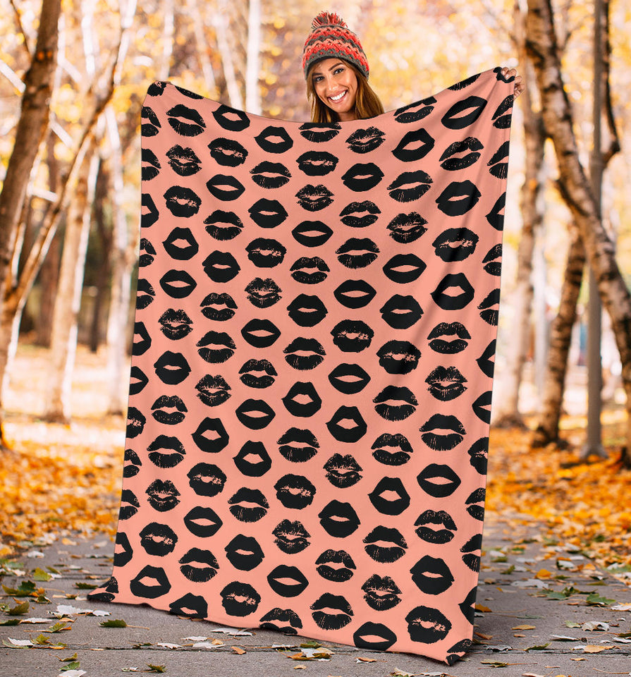 Lips Pattern Print Design 02 Premium Blanket