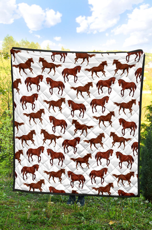 Horses Running Pattern Background Premium Quilt