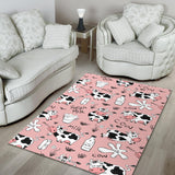 Cows Milk Product Pink Background Area Rug