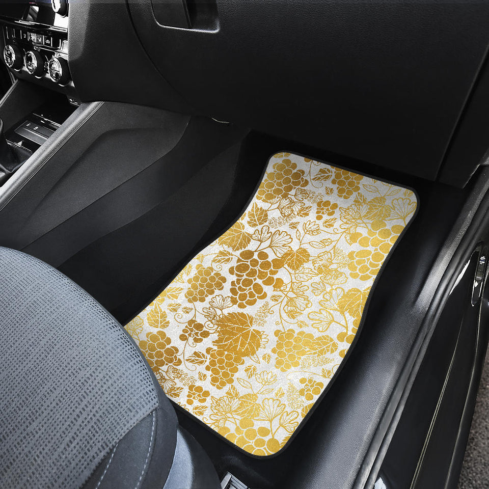 Gold Grape Pattern Front And Back Car Mats