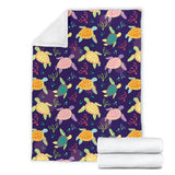 Colorful Sea Turtle Pattern Premium Blanket