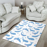 Blue Whale Pattern Area Rug