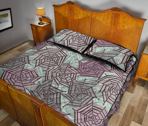 Spider web cobweb design color pattern Quilt Bed Set