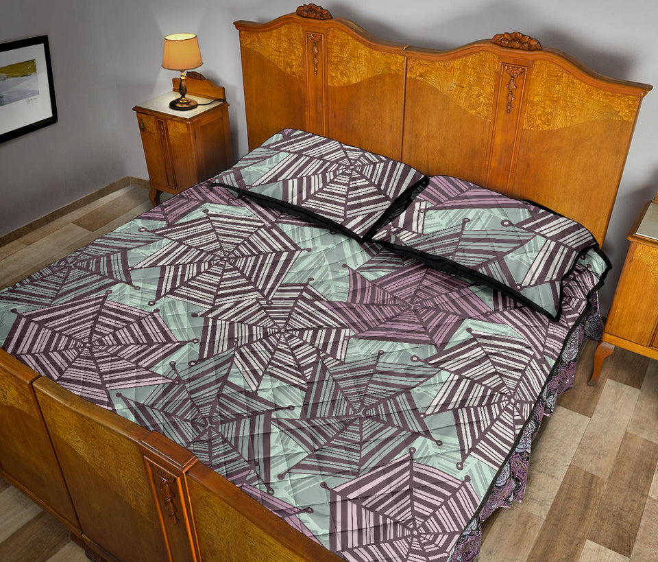 Spider web cobweb design color pattern Quilt Bed Set