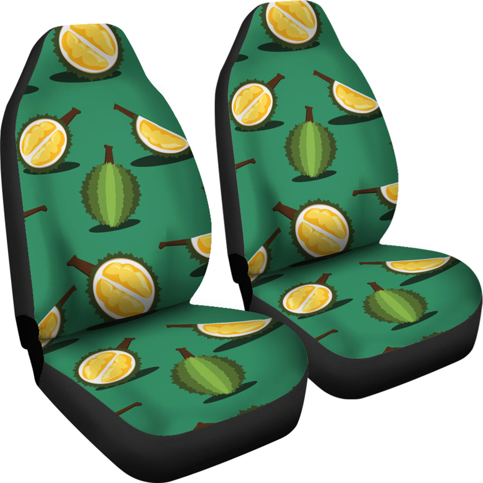Durian Pattern Green Background Universal Fit Car Seat Covers