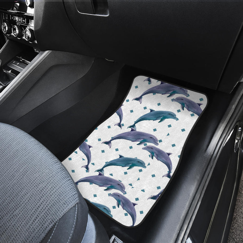 Dolphins Pattern Dotted Background Front And Back Car Mats