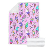 Cute Ice Cream Cone Animal Pattern Premium Blanket