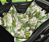 White Orchid Flower Tropical Leaves Pattern Dog Car Seat Covers