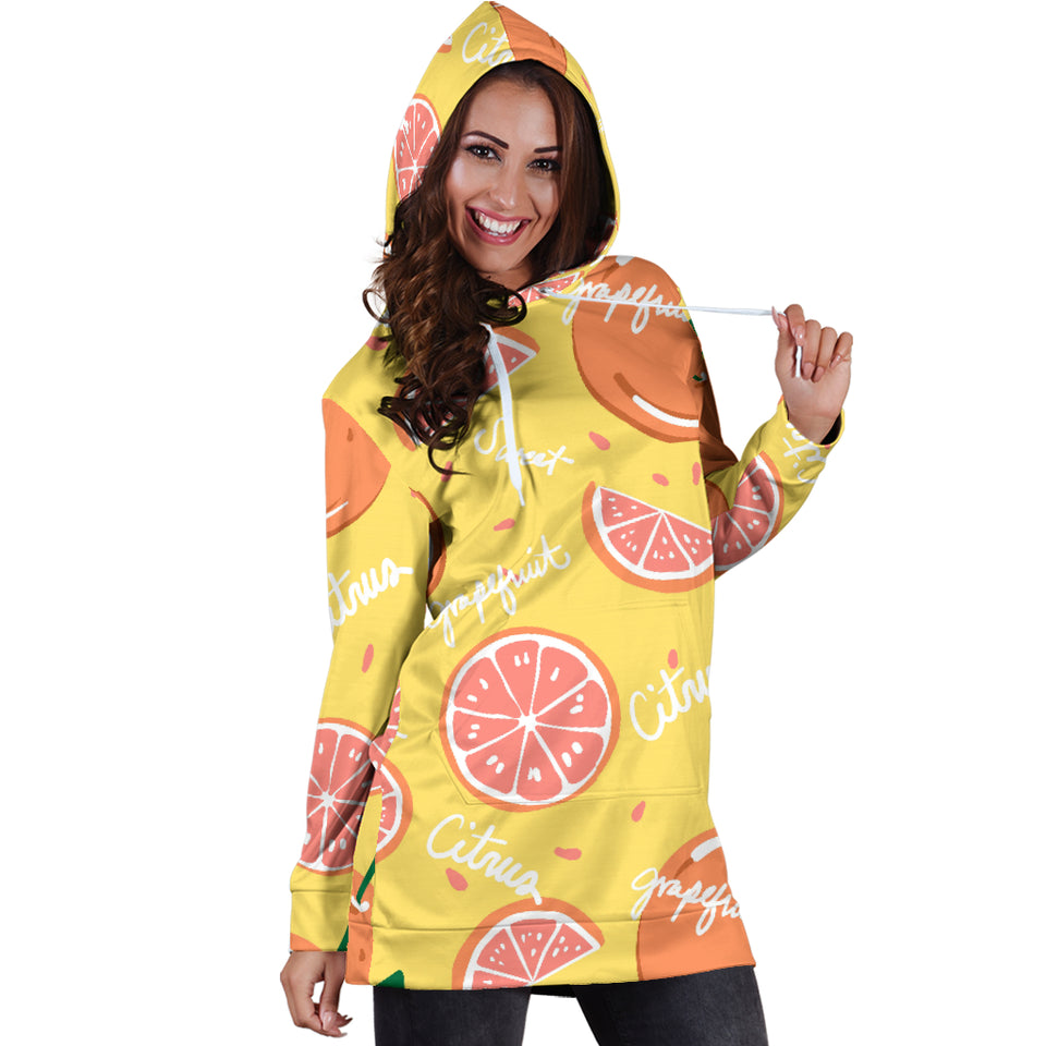 Grapefruit Yellow Background Women'S Hoodie Dress