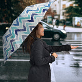 Zigzag  Chevron Blue Pattern Umbrella