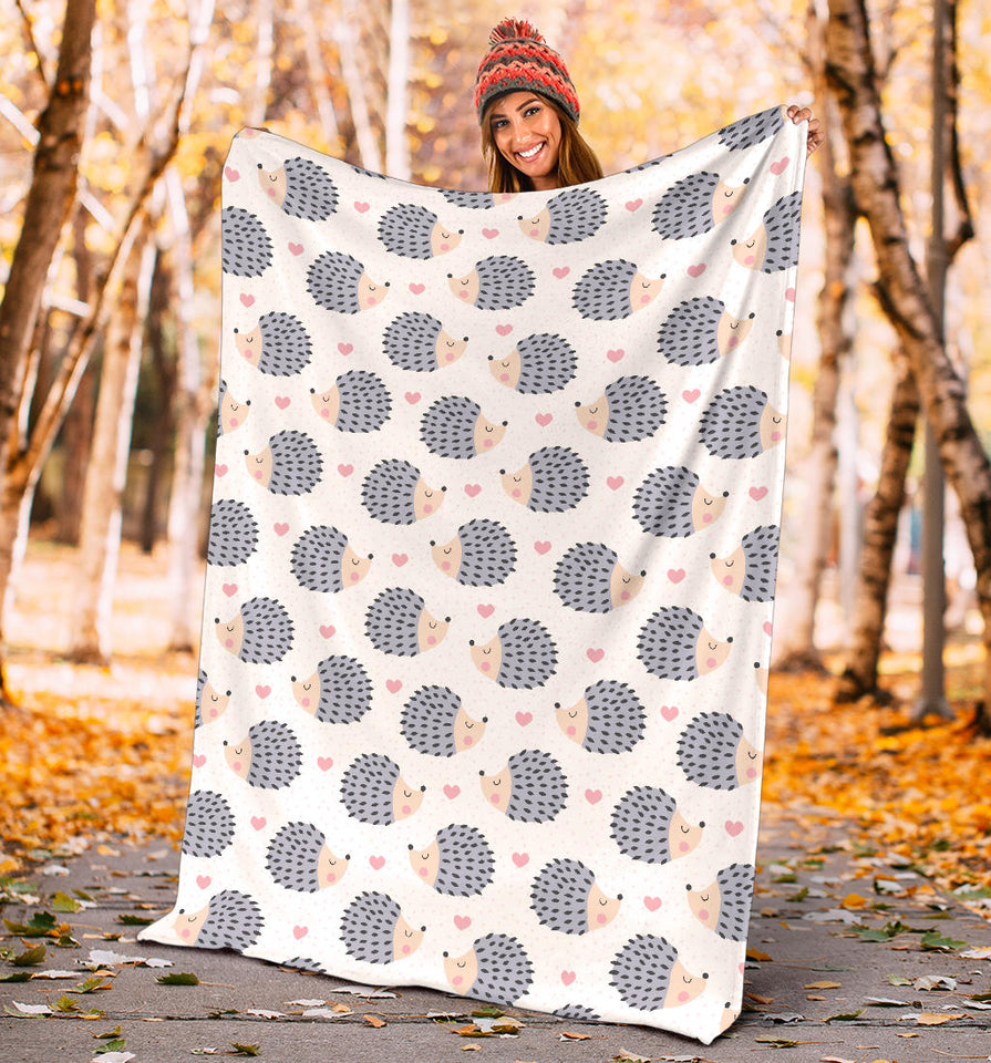 Hedgehog Pattern Print Design 04 Premium Blanket