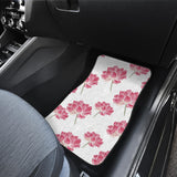 Pink Lotus Waterlily Pattern Front And Back Car Mats