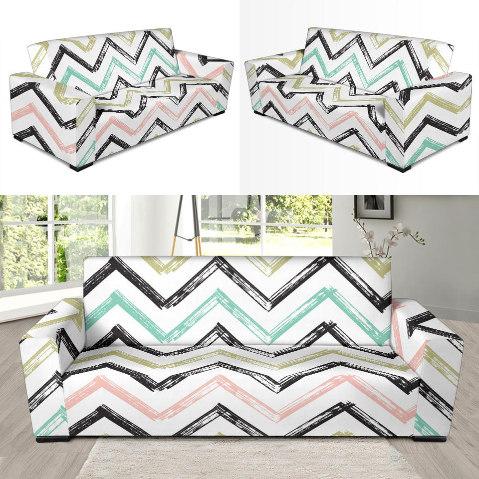 Zigzag  Chevron Paint Pattern Sofa Slipcover