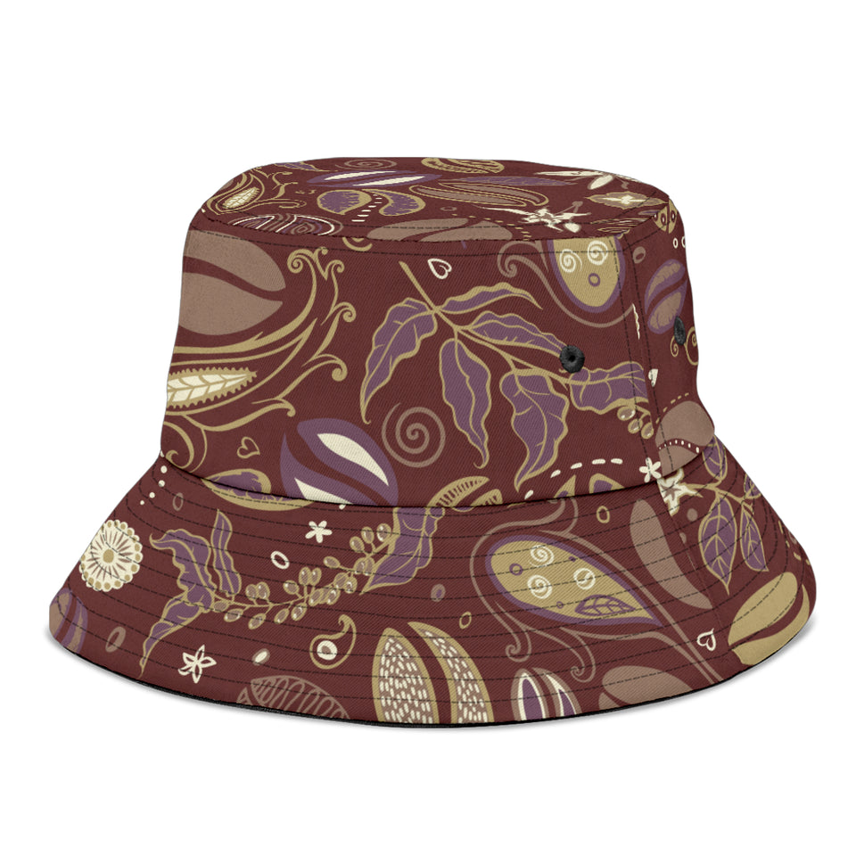 Coffee bean flower pattern Bucket Hat Pillow