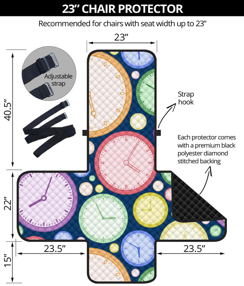 Colorful clock background Chair Cover Protector