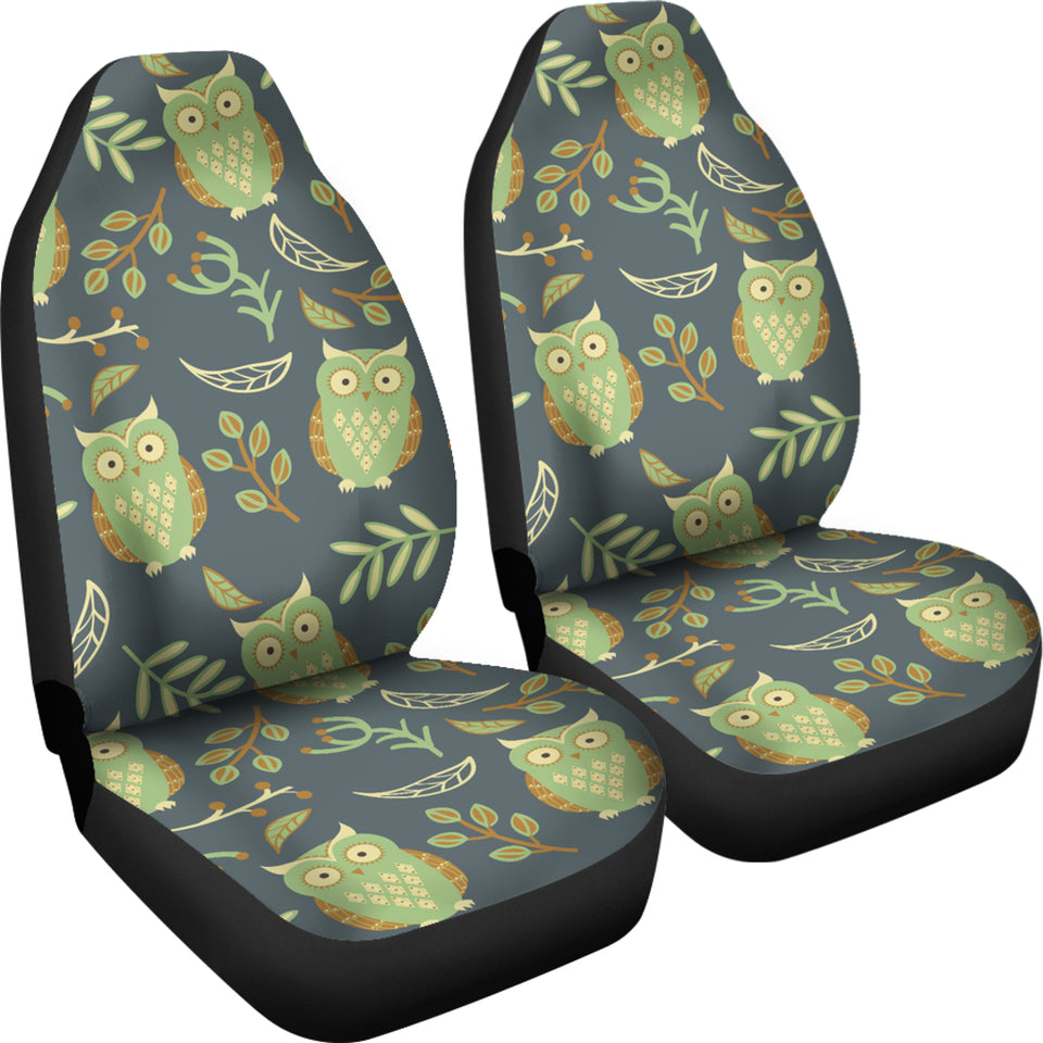 Cute Owls Leaves Pattern Universal Fit Car Seat Covers