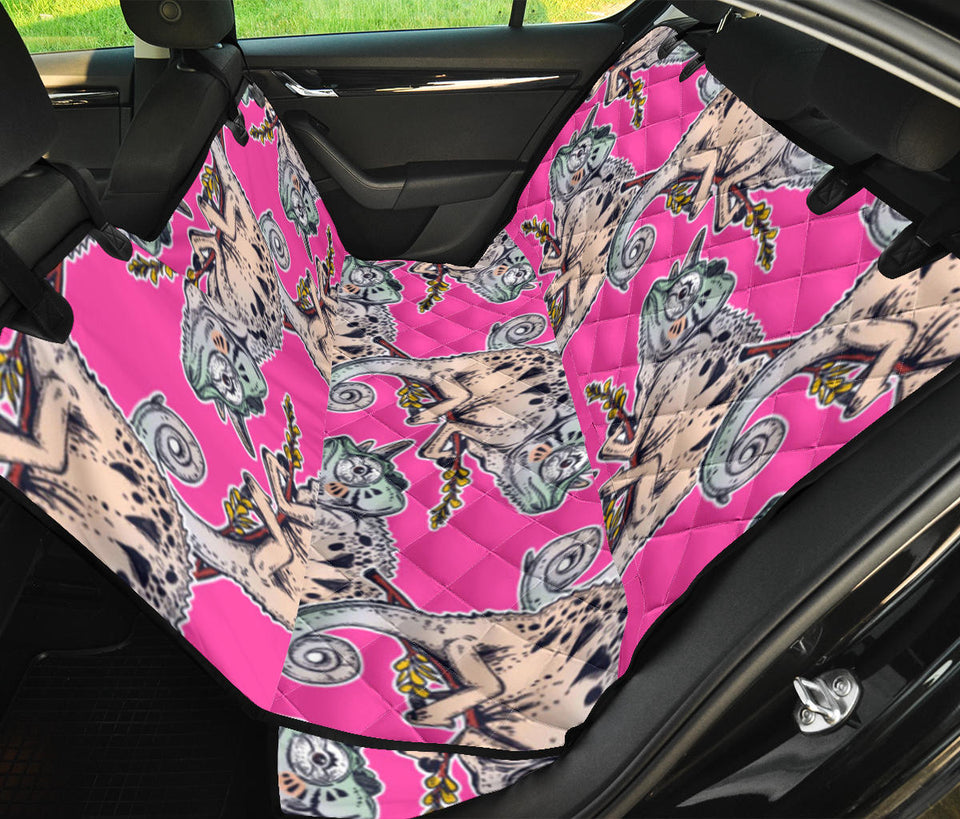 Chameleon Lizard Pattern Pink Background Dog Car Seat Covers