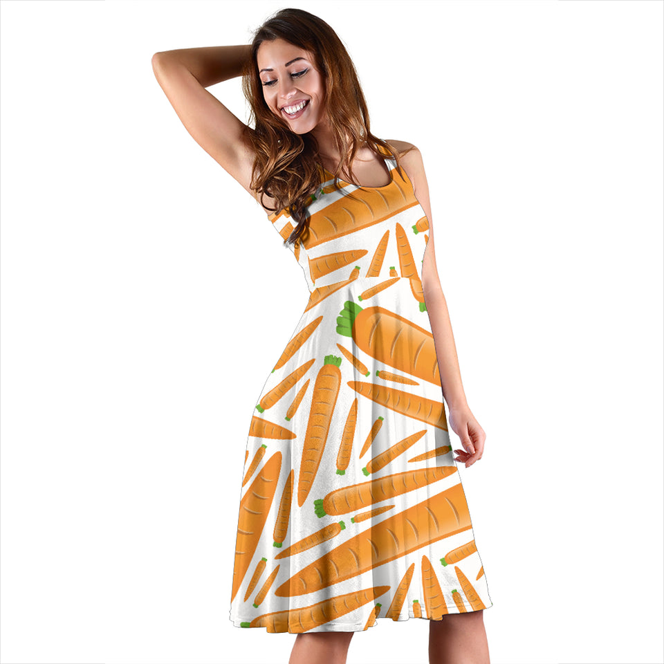 Carrot Pattern Print Design 02 Sleeveless Midi Dress