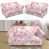 Japanese Crane Rose Pattern Loveseat Couch Slipcover