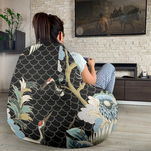 Japanese Crane Ornament Elements Bean Bag Cover