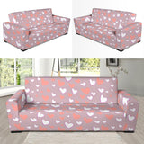 Coral White Heart Pattern Sofa Slipcover