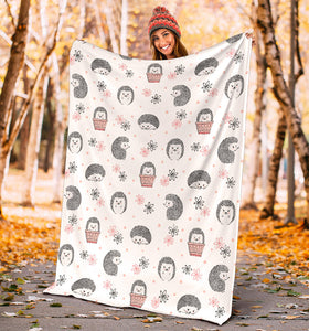 Hedgehog Pattern Print Design 02 Premium Blanket