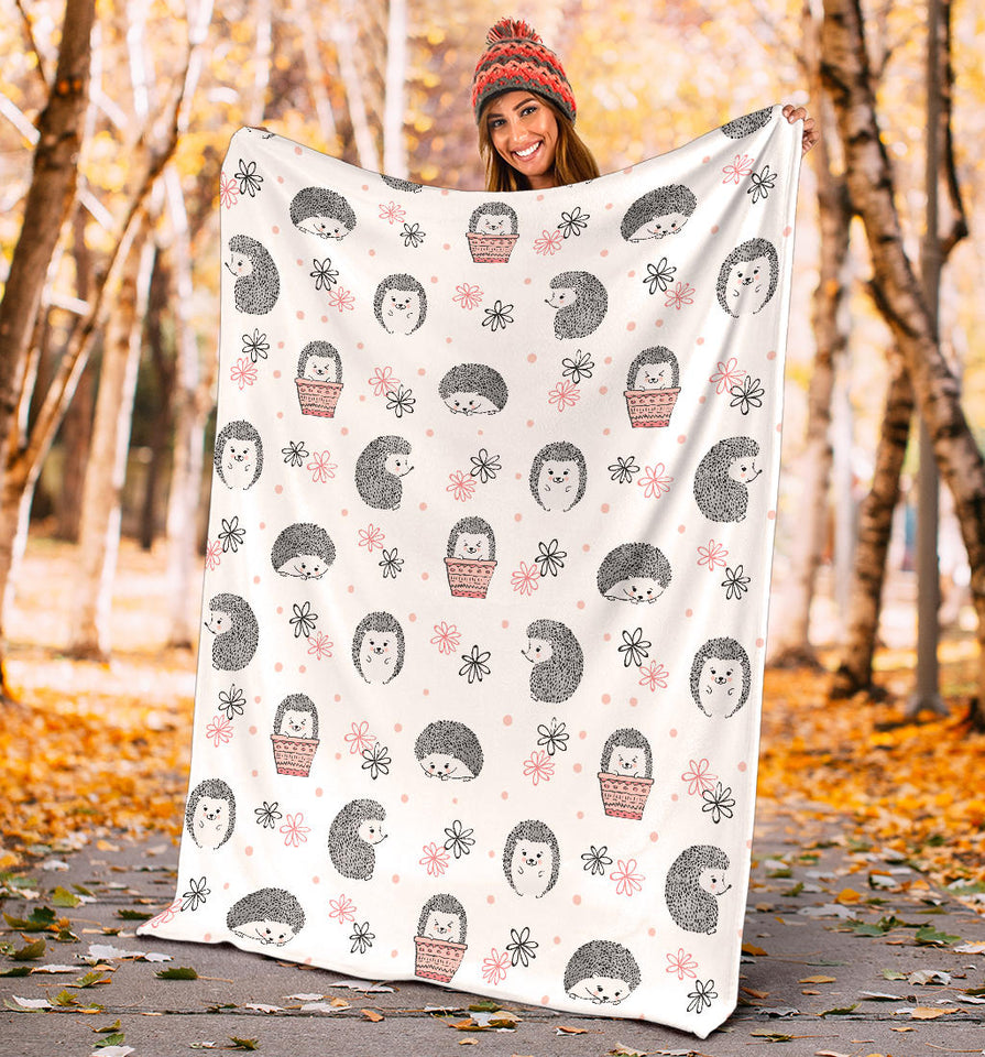 Hedgehog Pattern Print Design 02 Premium Blanket
