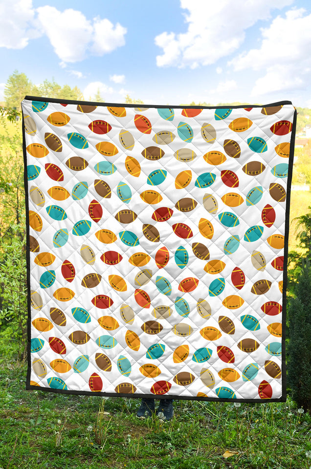 Colorful American Football Ball Pattern Premium Quilt