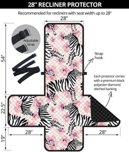 Zebra pink flower background Recliner Cover Protector