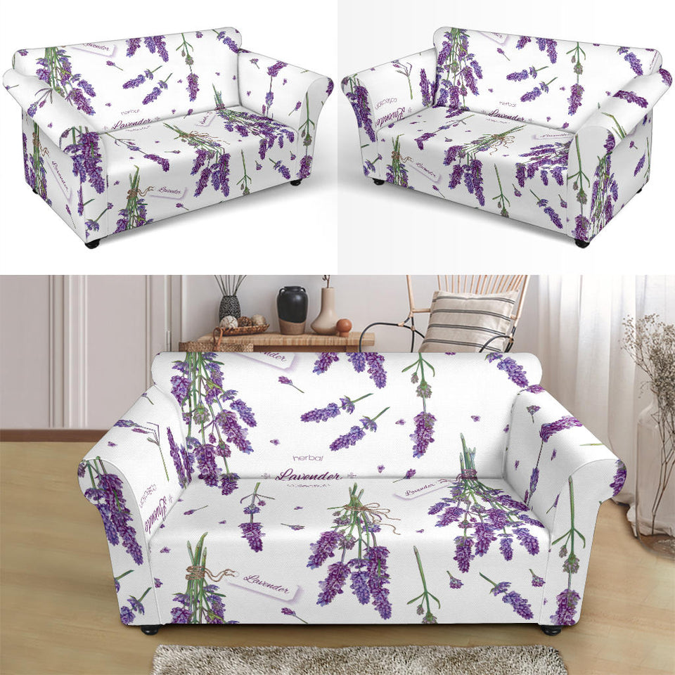 Lavender Flower Design Pattern Loveseat Couch Slipcover