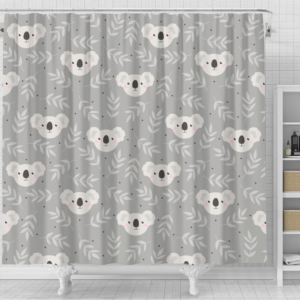Cute Koala Leaves Pattern Shower Curtain Fulfilled In US