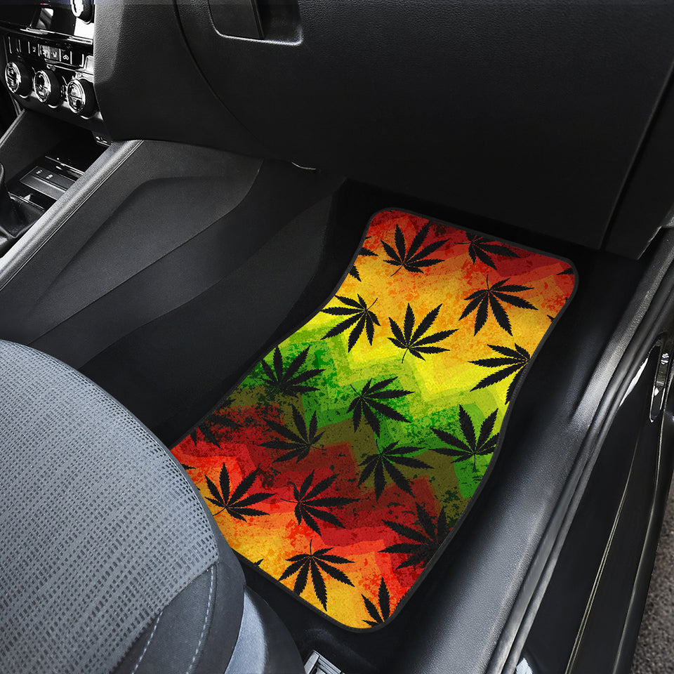 Canabis Marijuana Weed Pattern Print Design 03 Front and Back Car Mats