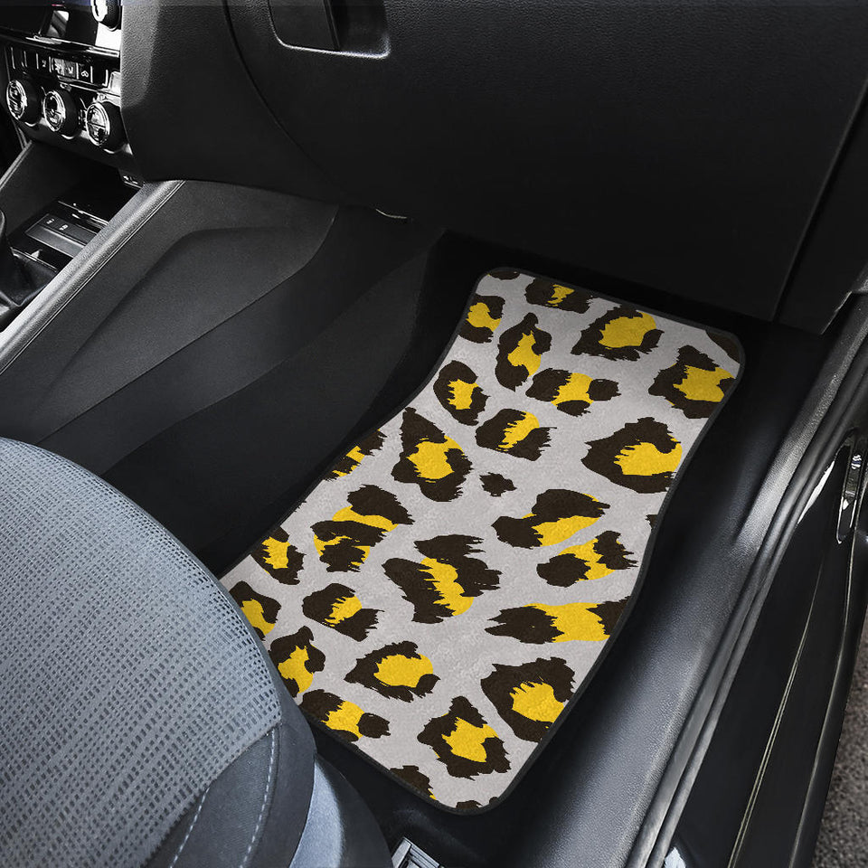 Gray Leopard Print Pattern Front And Back Car Mats