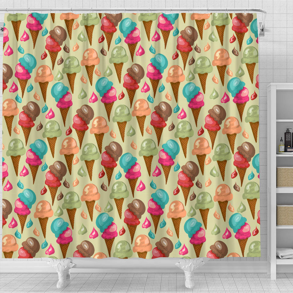 Colorful Ice Cream Pattern Shower Curtain Fulfilled In US