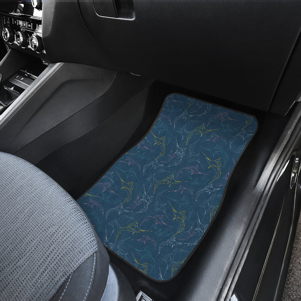 Swordfish Pattern Print Design 02 Front Car Mats