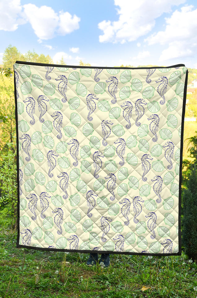Seahorse Shell Pattern Premium Quilt