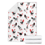 Cool Rooster Chicken Cock Floral Ornament Background Premium Blanket