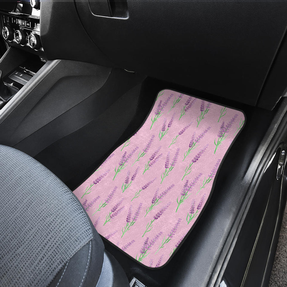 Lavender Pattern Pink Background Front And Back Car Mats