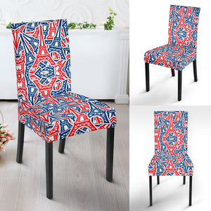 Eiffel Tower Pattern Print Design 02 Dining Chair Slipcover