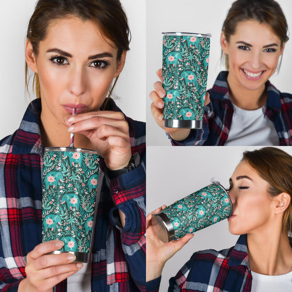 Elephants Jungle Pattern Tumbler