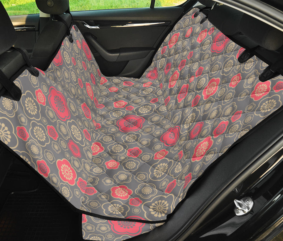 Red Gold Sakura Cherry Blossom Gray Background Dog Car Seat Covers